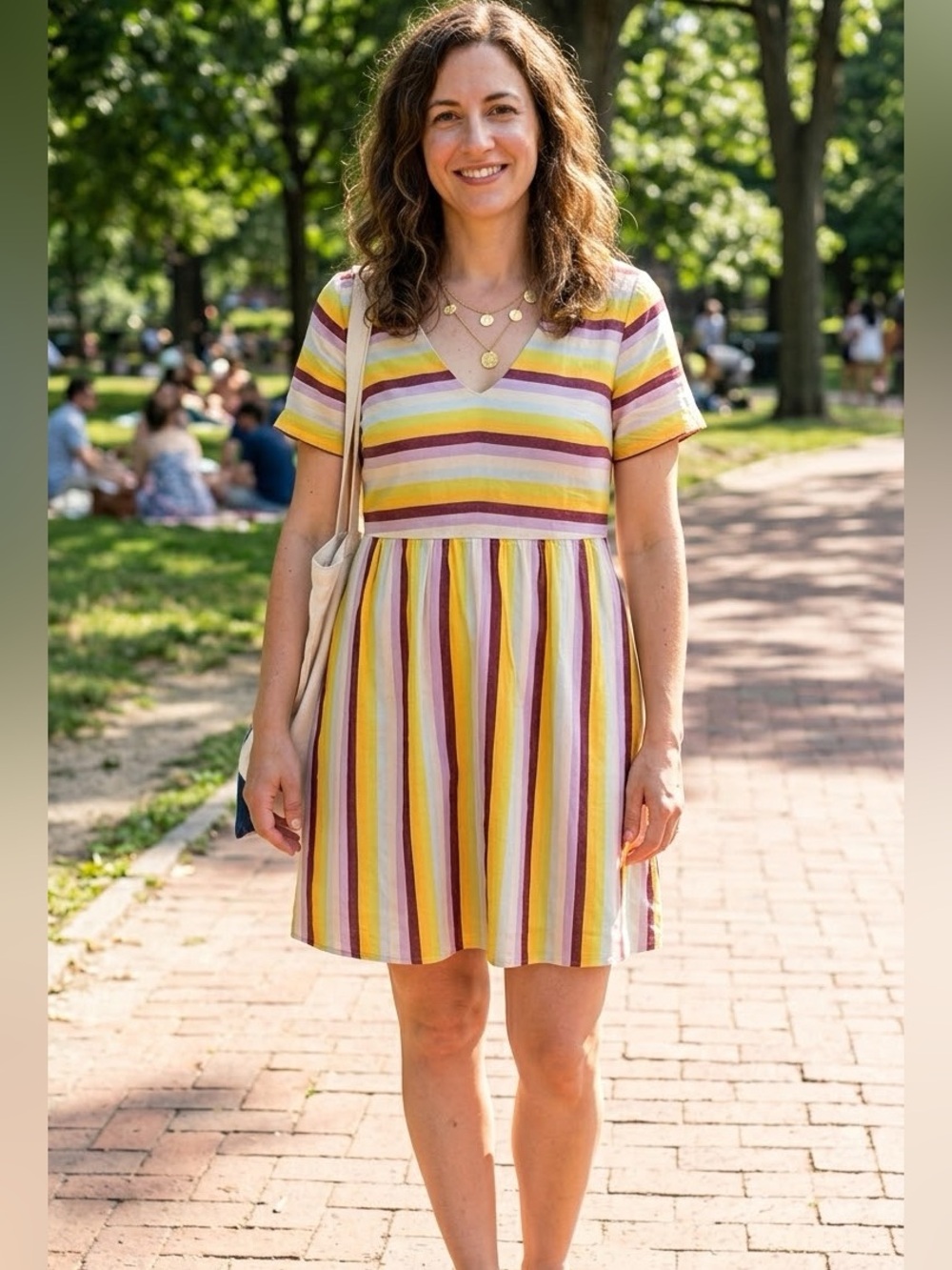Madewell Multicolor Striped Empire Waist Short Sleeve Mini Dress Size 4